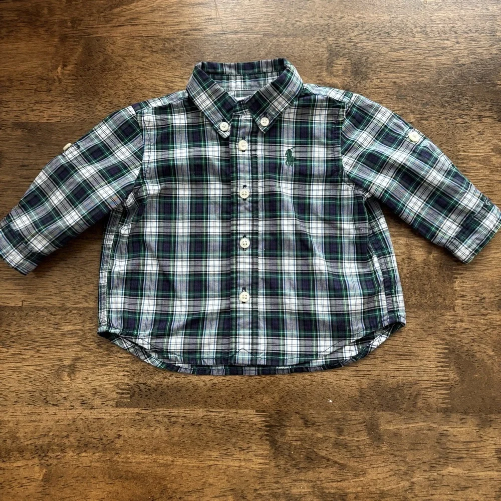 Ralph Lauren Boys 3 months button down and waffle knit shirt
